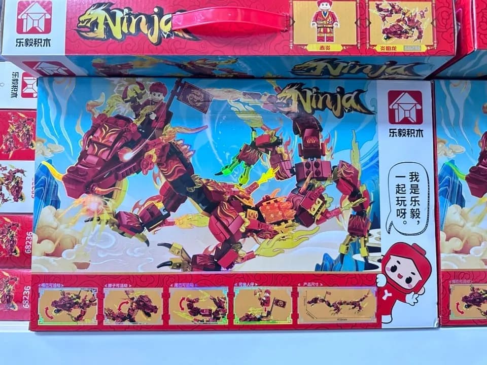 Klocki konstrukcyjne Ninja Smok Ognia PK13385 - Ruchome elementy