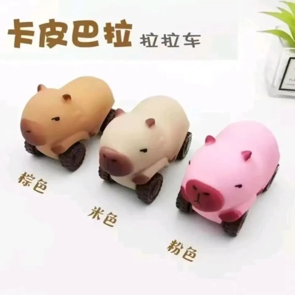 Zabawka samochodowa z gumy - Kapibara na kółkach, mix kolorów