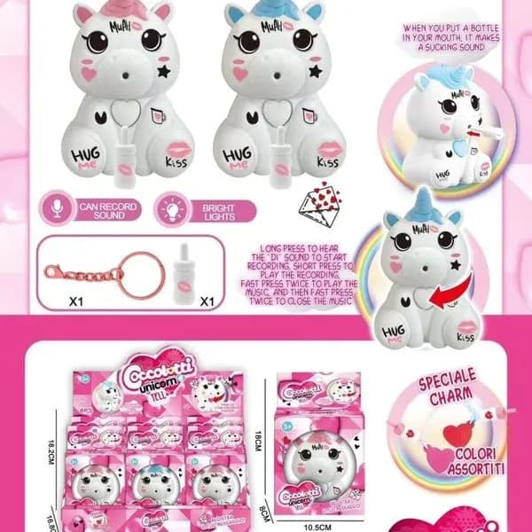 Interaktywny jednorożec Coccolotti Tell z nagrywaniem dźwięku, 12 szt