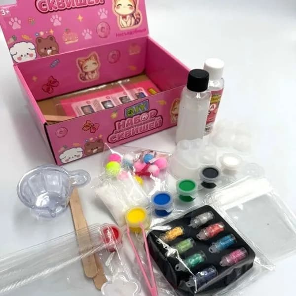 Zestaw do tworzenia squishy DIY z brokatem, foremkami i farbkami