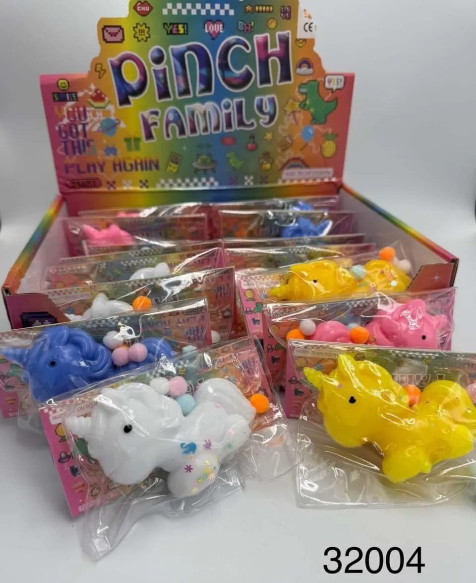 Zabawka Squeeze Pinch Family jednorożec gniotek mix kolorów 16szt