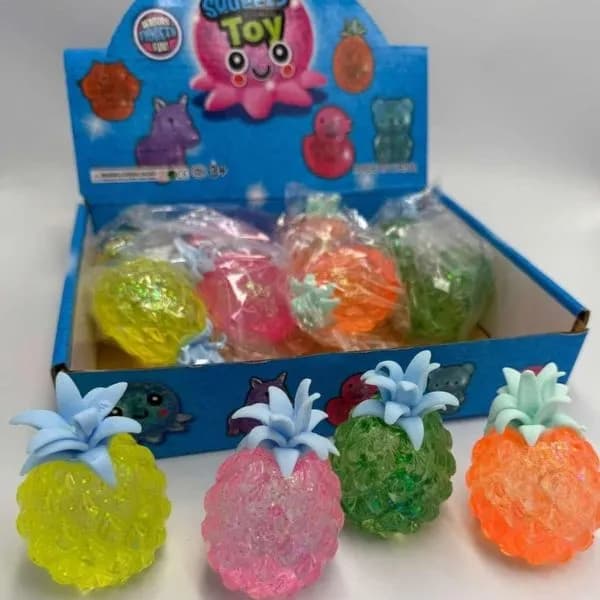 Gniotek ananas Sugar Squeezy Toy z brokatem, mix kolorów 12 szt.