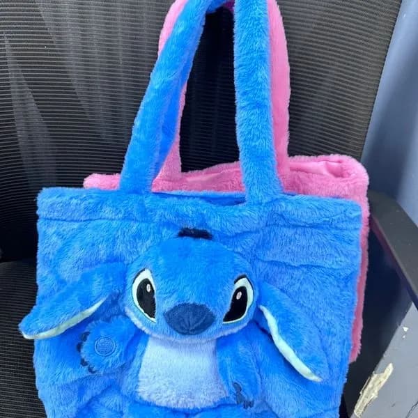 Torebka pluszowa maskotka Stitch niebieska - miękki plusz 3D