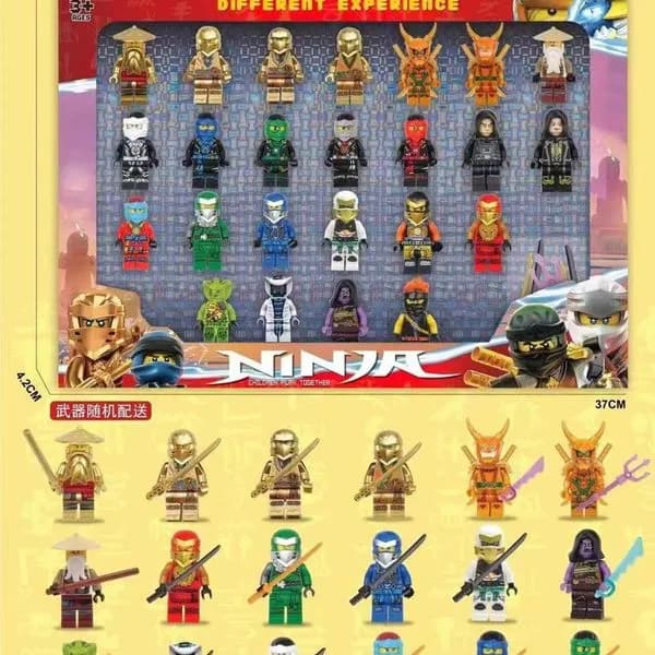Figurki Ninja z Akcesoriami - Zestaw 72 szt. Złote Postacie