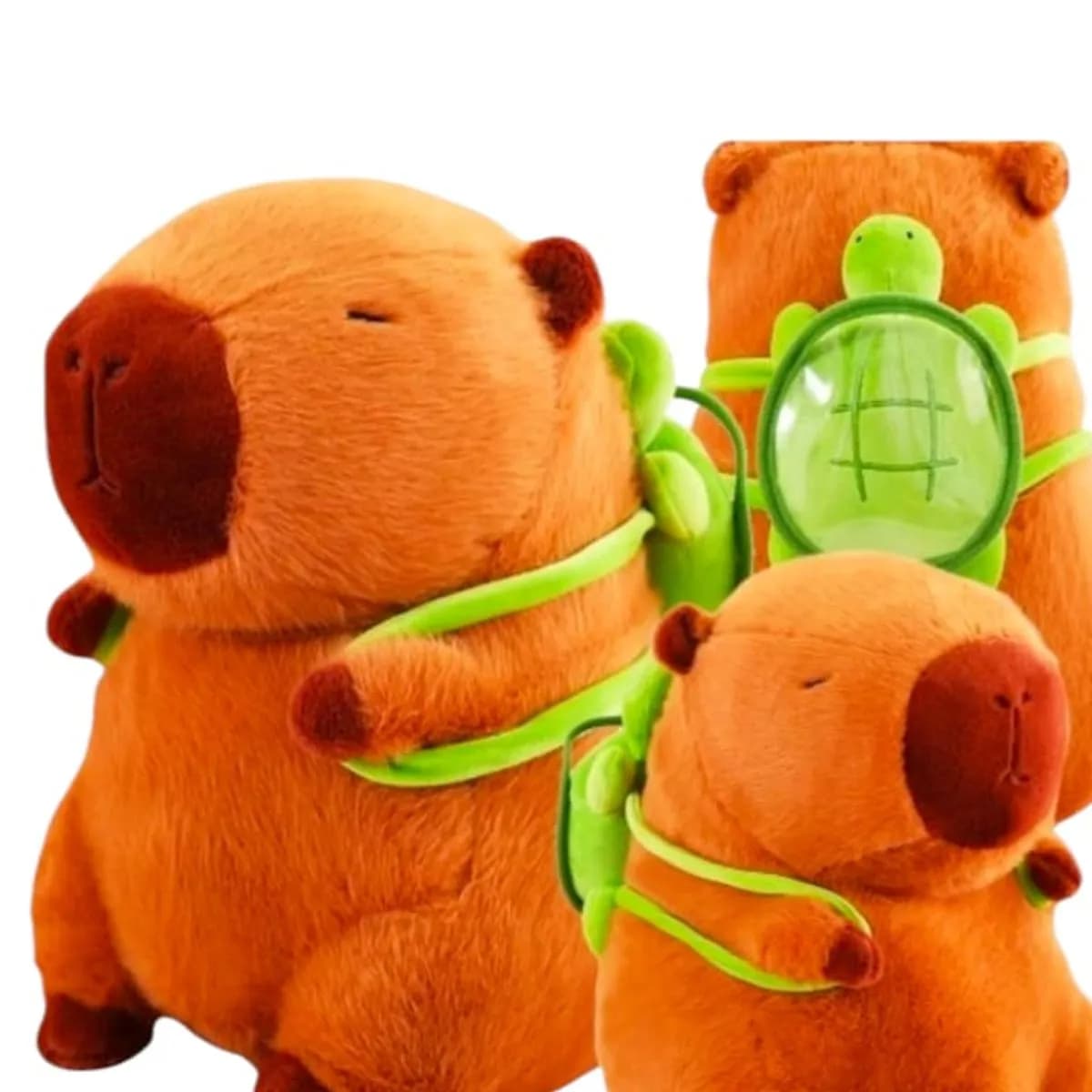 Maskotka Pluszowa Kapibara 30cm z Plecakiem Żółwiem Pomarańczowa