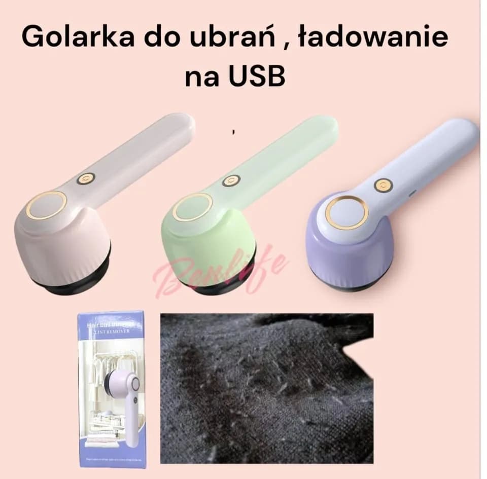 Golarka do ubrań PK13493 ładowana na USB, pastelowa z rączką
