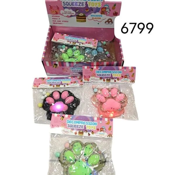 Antystresowa Zabawka Łapka z Podświetleniem LED i Brokatem