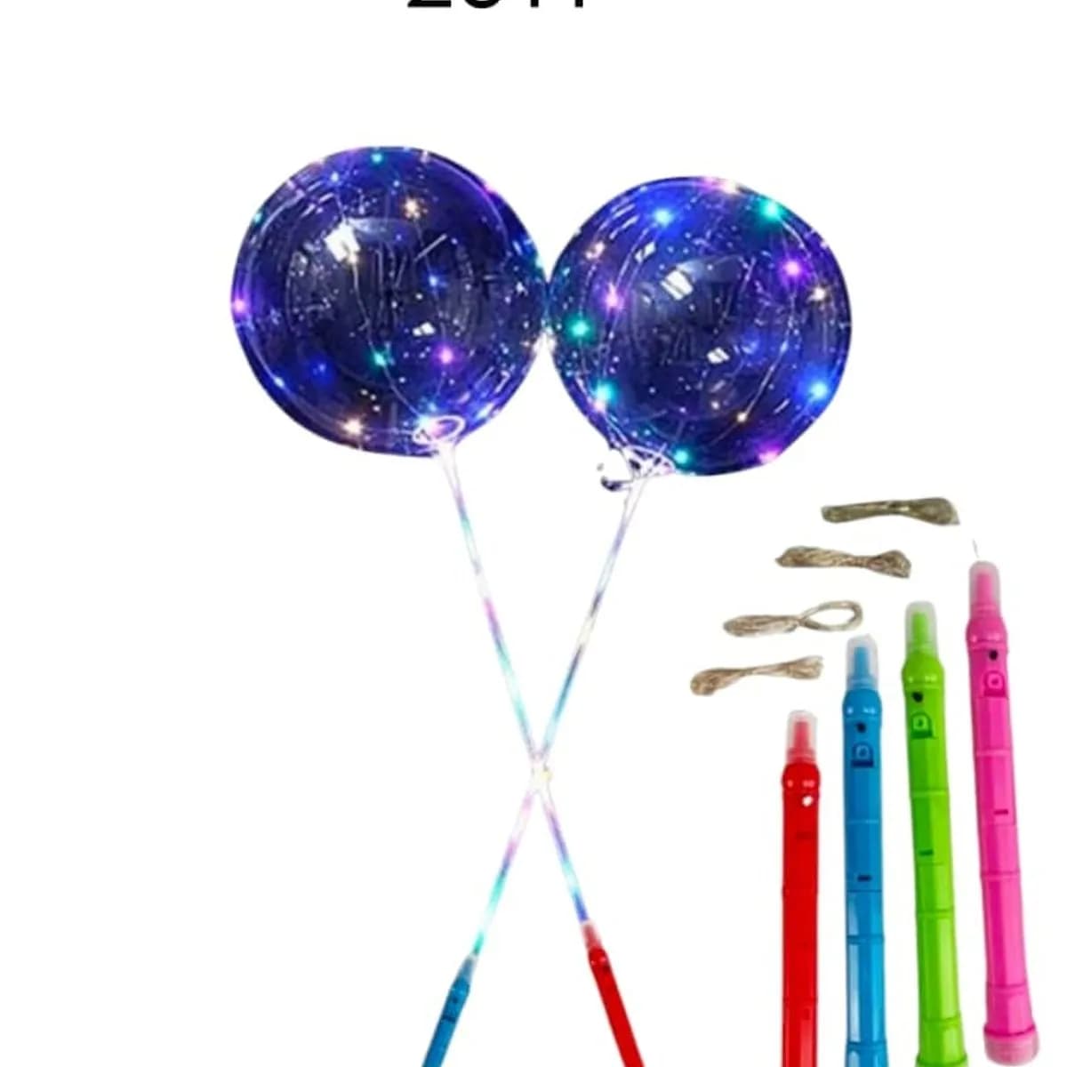 Balon świecący LED z kolorowymi uchwytami, zestaw 50 szt.