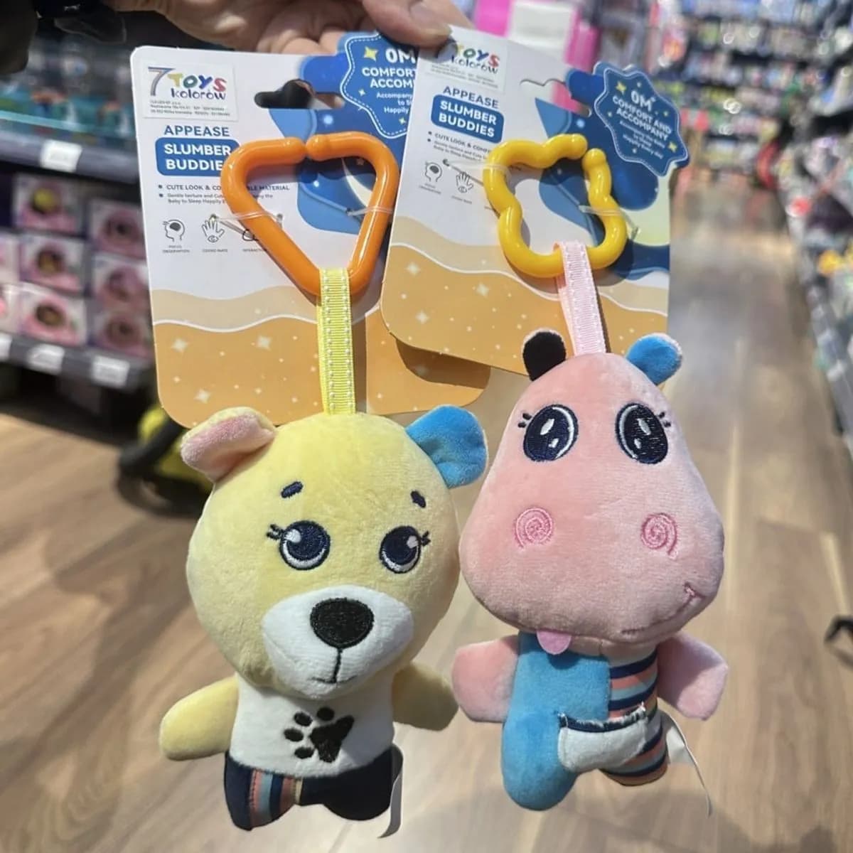 Pluszowy gryzak Slumber Buddies Miś i Hipopotam z zawieszką