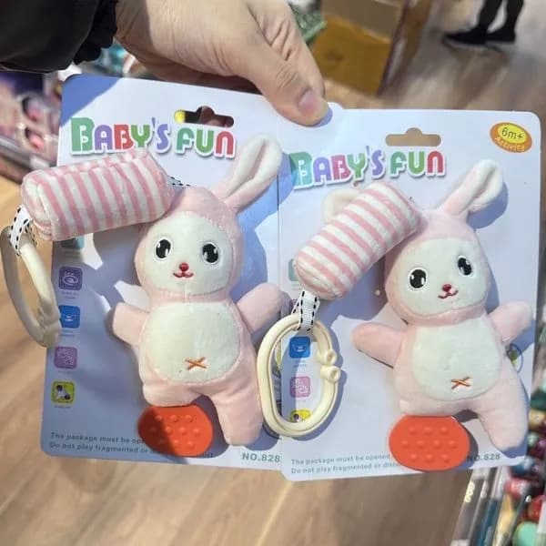 Pluszowy gryzak króliczek Baby's Fun różowy sensoryczny 6m+
