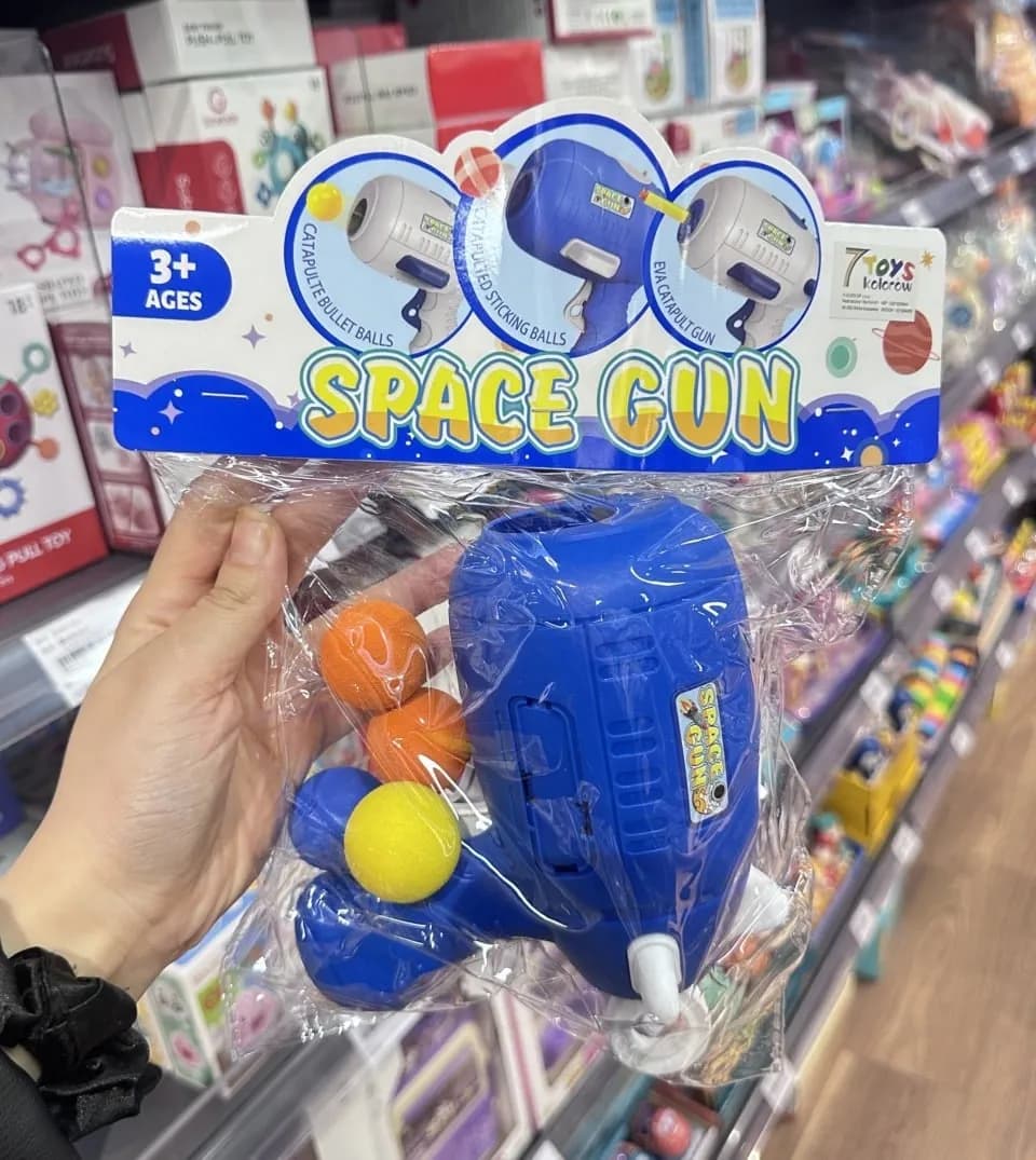 Pistolet na kulki Space Gun dla dzieci 3+ wyrzutnia piłek EVA