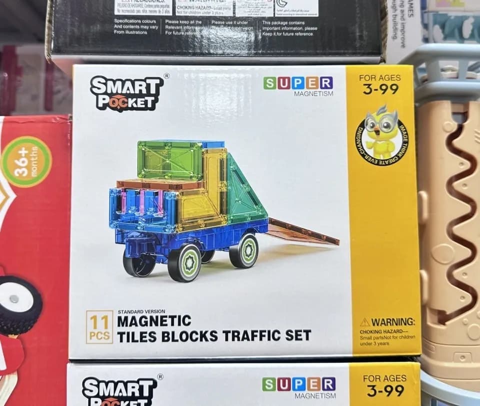 Zabawka magnetyczna Smart Pocket Traffic Set 11 elementów - pojazd