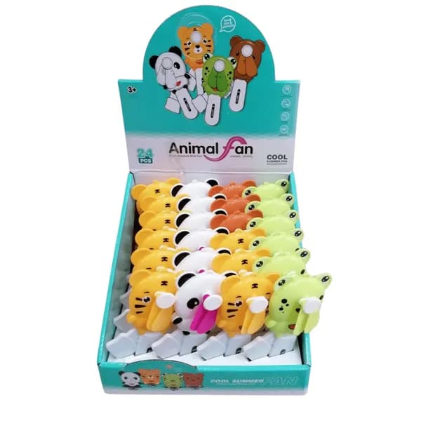 Mini wiatraczek Animal Fan zwierzątka, ręczny na przycisk, 24 szt.