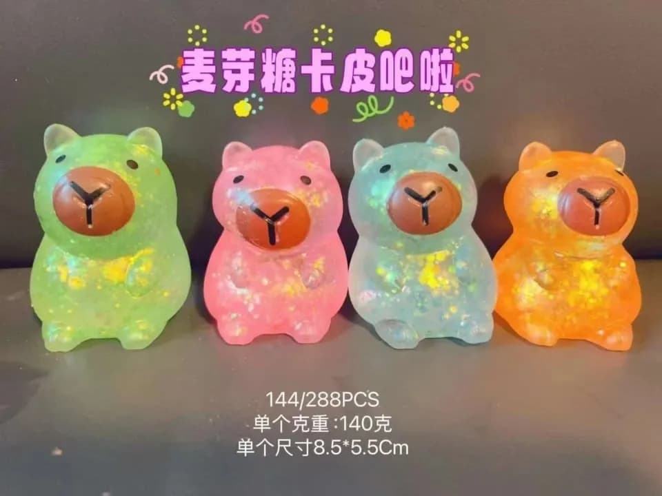 Figurki antystresowe Kapibara Squeeze Toys 8,5x5,5cm brokat PK13567