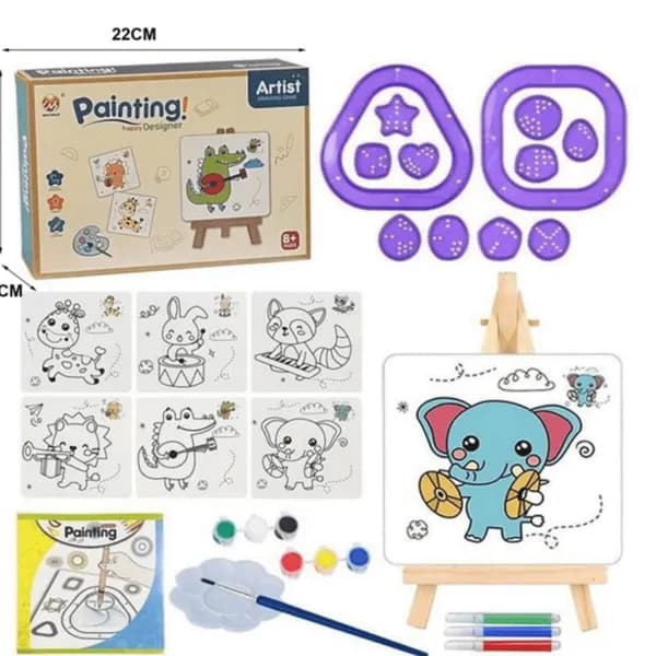 Zestaw do malowania Happy Designer ze sztalugą 22x15,6cm 12szt