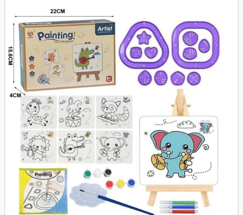 Zestaw do malowania Happy Designer ze sztalugą 22x15,6cm 12szt