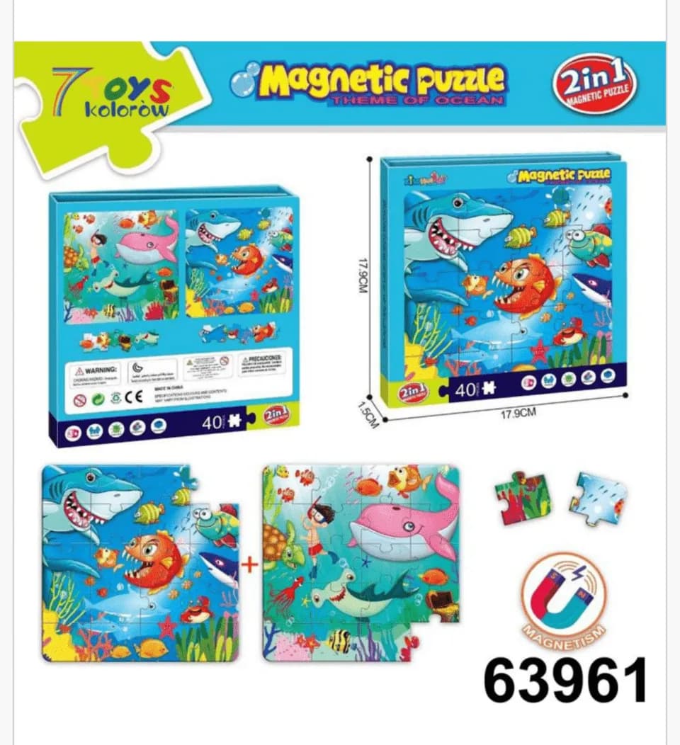 Magnetyczne Puzzle Ocean 2w1 PK13595 40 el. 17.9cm