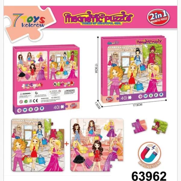 Magnetyczne Puzzle 2w1 Piękna Dziewczyna 40 el. 17,9x17,9cm