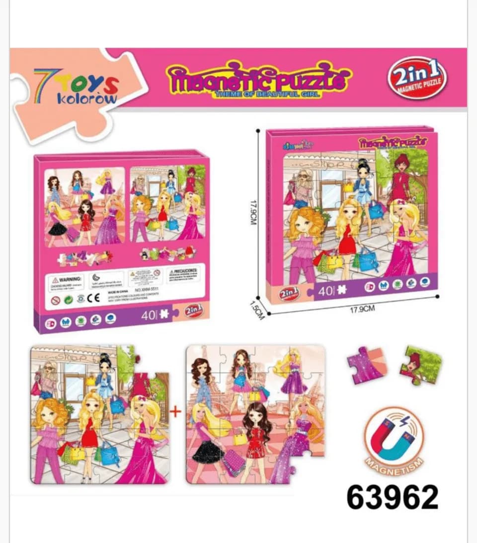Magnetyczne Puzzle 2w1 Piękna Dziewczyna 40 el. 17,9x17,9cm