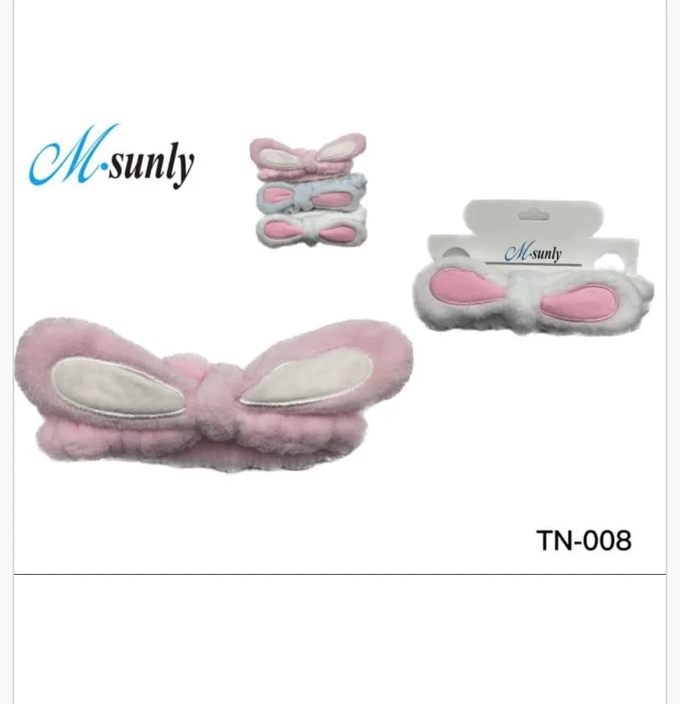 Opaska do włosów z uszami królika M-sunly, miękka pluszowa 12 szt.