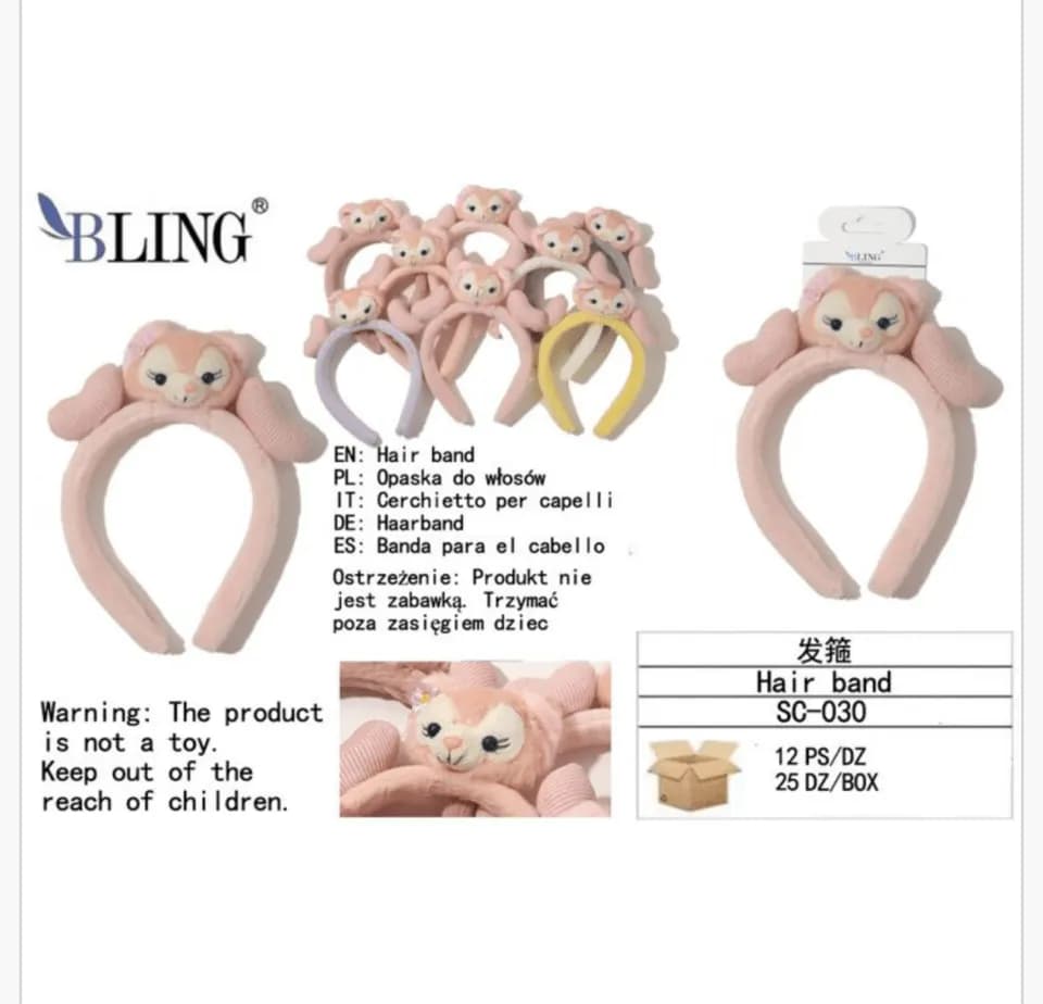 Opaska do włosów z pluszowym misiem dla dzieci BLING mix kolorów