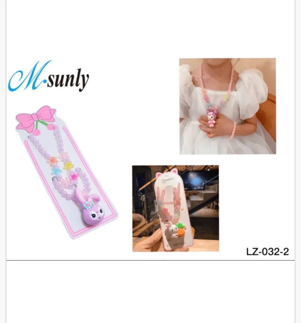 Naszyjnik dziecięcy z zawieszką króliczka i koralikami M.sunly