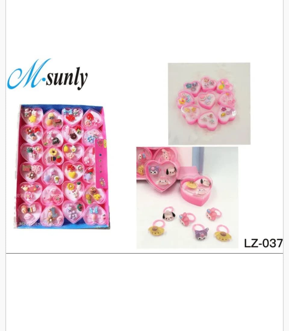 Zestaw pierścionków dziecięcych M.sunly serduszka zwierzęta 6 szt.