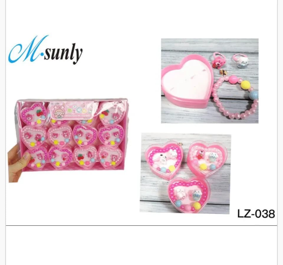 Zestaw biżuterii dziecięcej w kształcie serca M.sunly, 12 sztuk