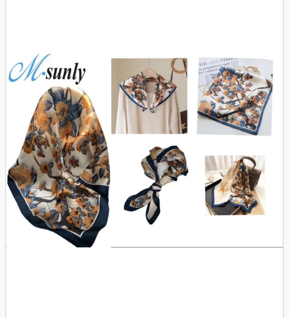 Chusta do włosów PK13657 kwiatowa M.sunly granatowa lamówka