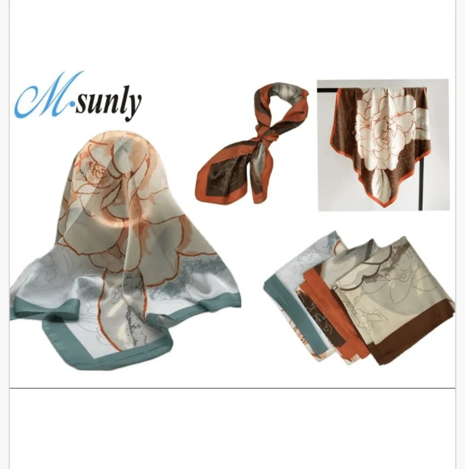 Satynowa chusta do włosów M-sunly z wzorem kwiatowym