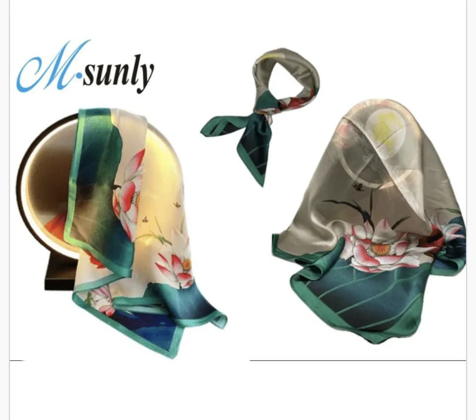 Chusta jedwabna damska M.sunly kwiaty lotosu PK13661