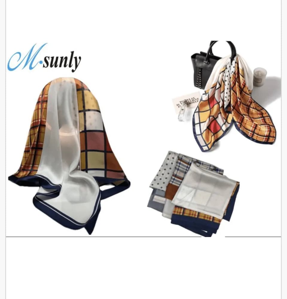 Chusta do włosów M-sunly wzór geometryczny i krata, satynowa