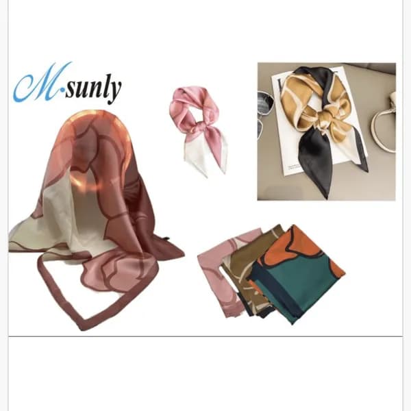 Satynowa chusta do włosów M.sunly wzór kwiatowy, mix kolorów