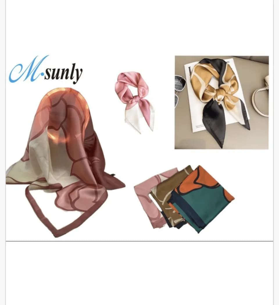 Satynowa chusta do włosów M.sunly wzór kwiatowy, mix kolorów