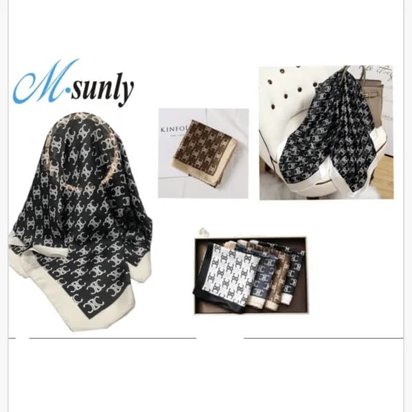 Chusta do włosów z wzorem monogram PK13677 M-sunly satynowa