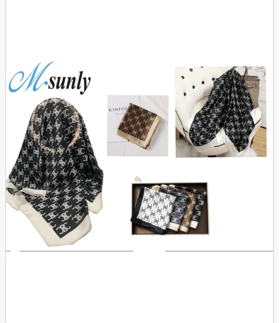 Chusta do włosów z wzorem monogram PK13677 M-sunly satynowa