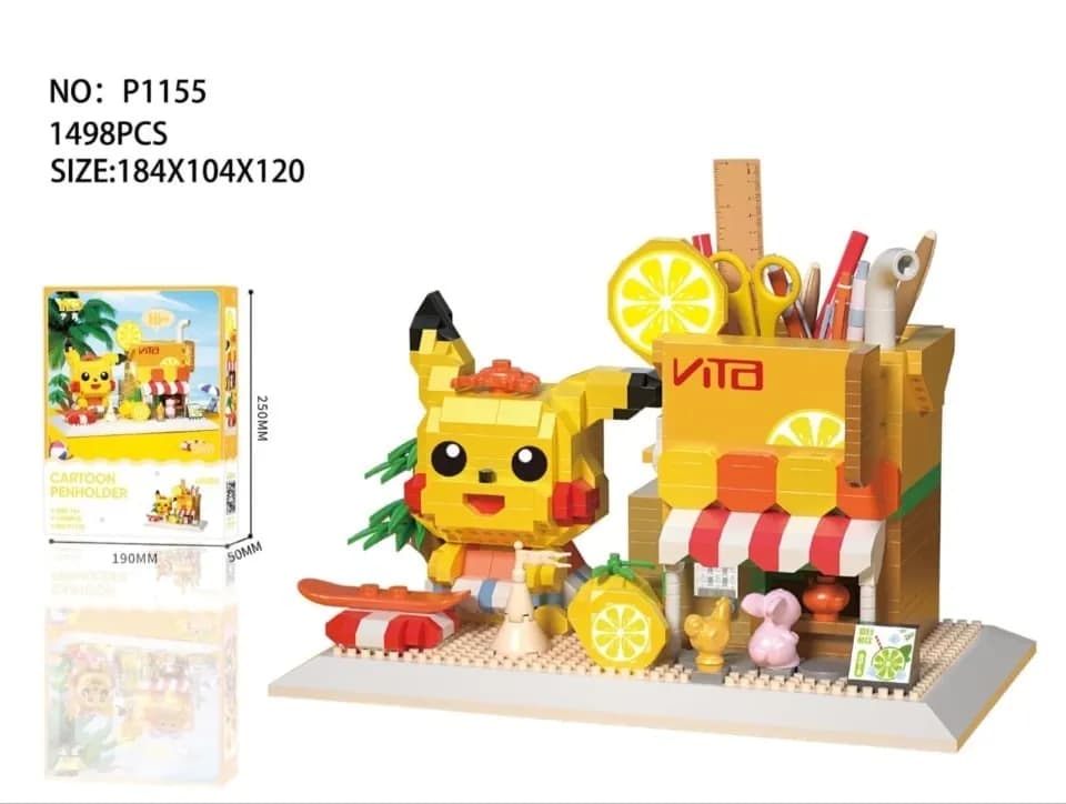 Klocki Pokemon Pojemnik na Długopisy Pikachu 1498 el. 18x10x12cm