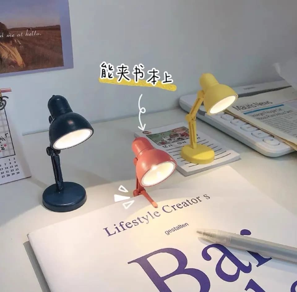 Mini Lampka LED do książek, klips, różne kolory