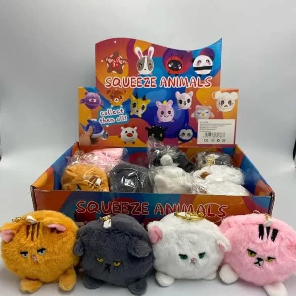 Pluszowe Squeeze Animals - Kotki z breloczkiem, mix kolorów