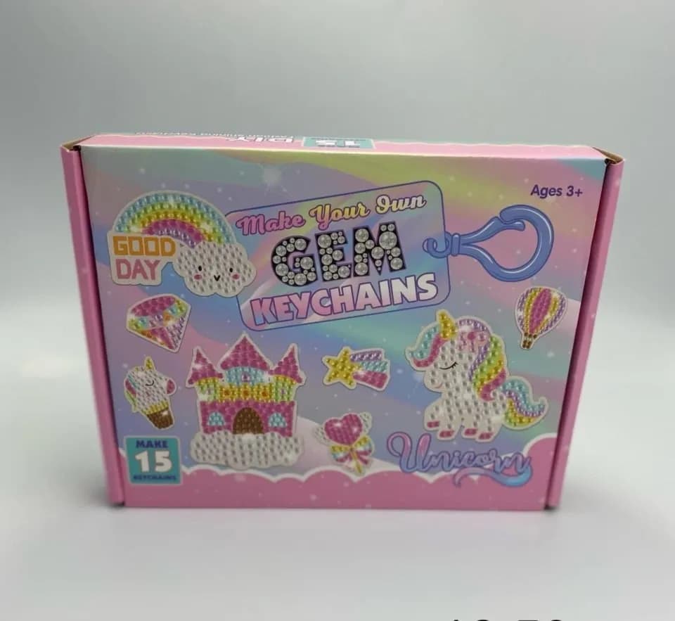 Zestaw do tworzenia 15 breloczków GEM Keychains z kryształkami