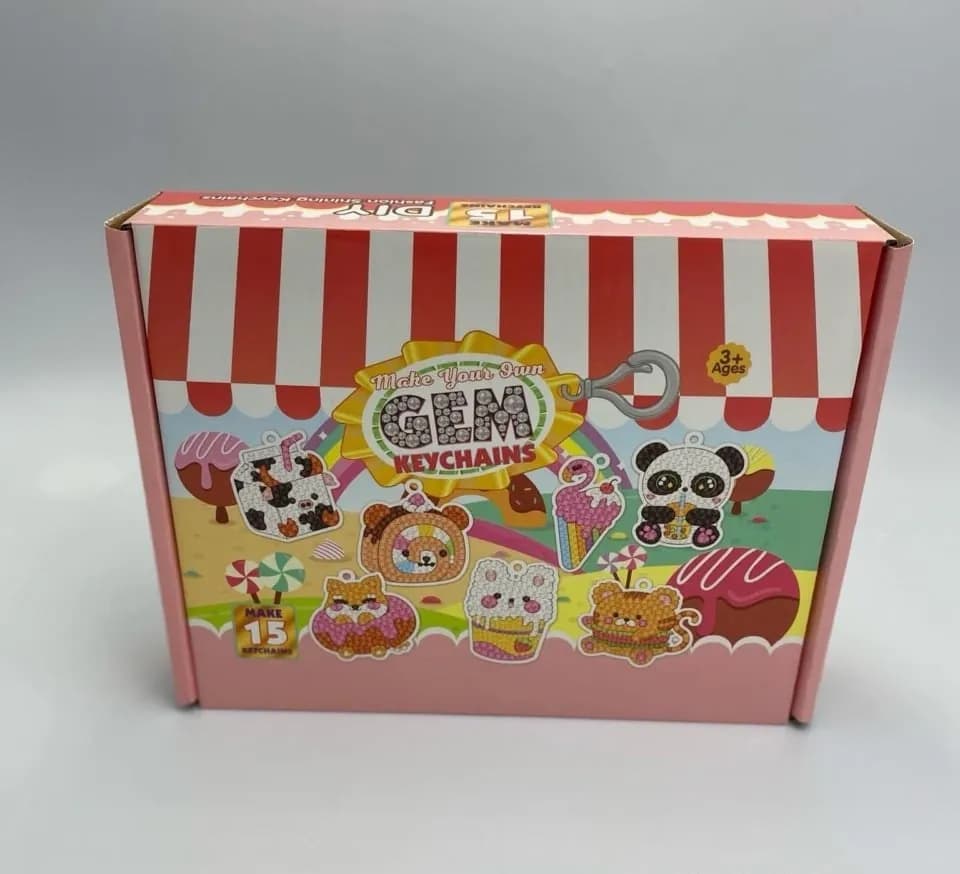 Zestaw DIY GEM Keychains do tworzenia 15 breloczków z kryształkami