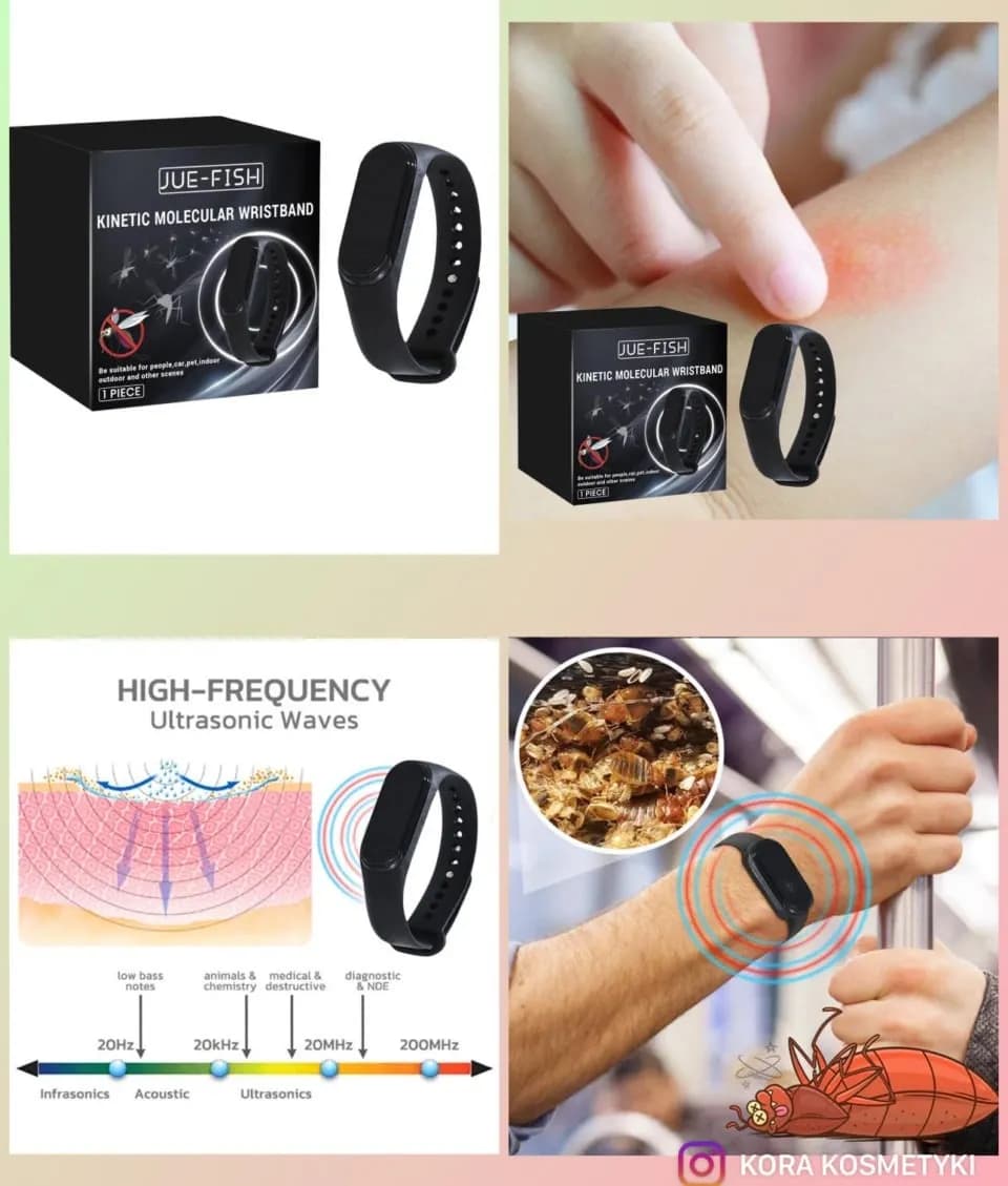 Odstraszacz Komarów Ultradźwiękowy Bransoletka JUE-FISH Czarna