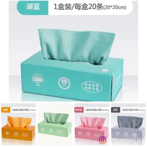 Chusteczki z mikrofibry 20x20cm w pudełku - mix kolorów