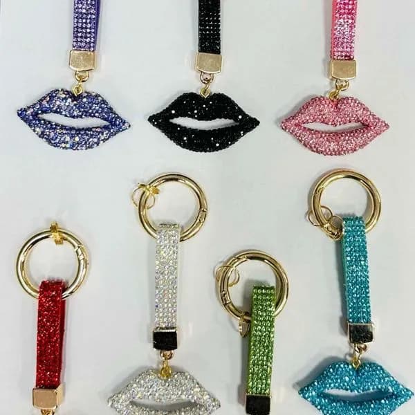 Brelok do Kluczy Usta z Cyrkoniami Mix Kolorów 12 szt.