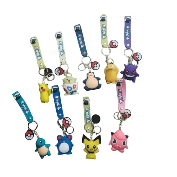 Brelok do Kluczy Pokémon Figurka 3D z Paskiem - Mix Wzorów