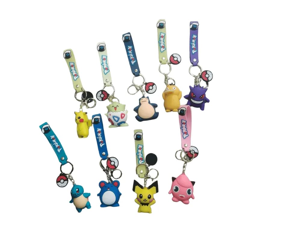 Brelok do Kluczy Pokémon Figurka 3D z Paskiem - Mix Wzorów