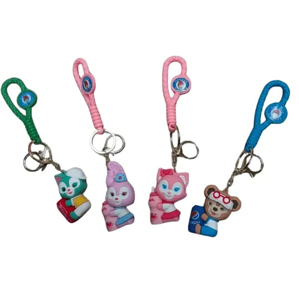 Brelok do kluczy figurka zwierzątko z plecioną zawieszką 24 szt.