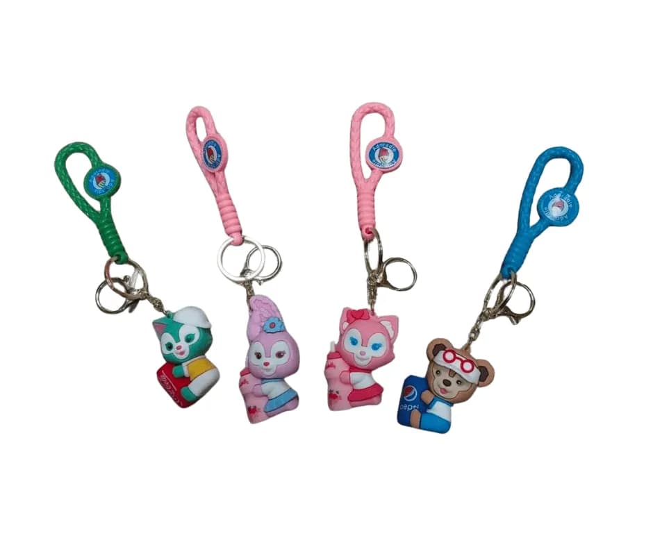 Brelok do kluczy figurka zwierzątko z plecioną zawieszką 24 szt.