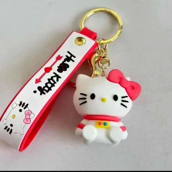 Brelok do Kluczy Hello Kitty Figurka 3D z Paskiem Silikonowym