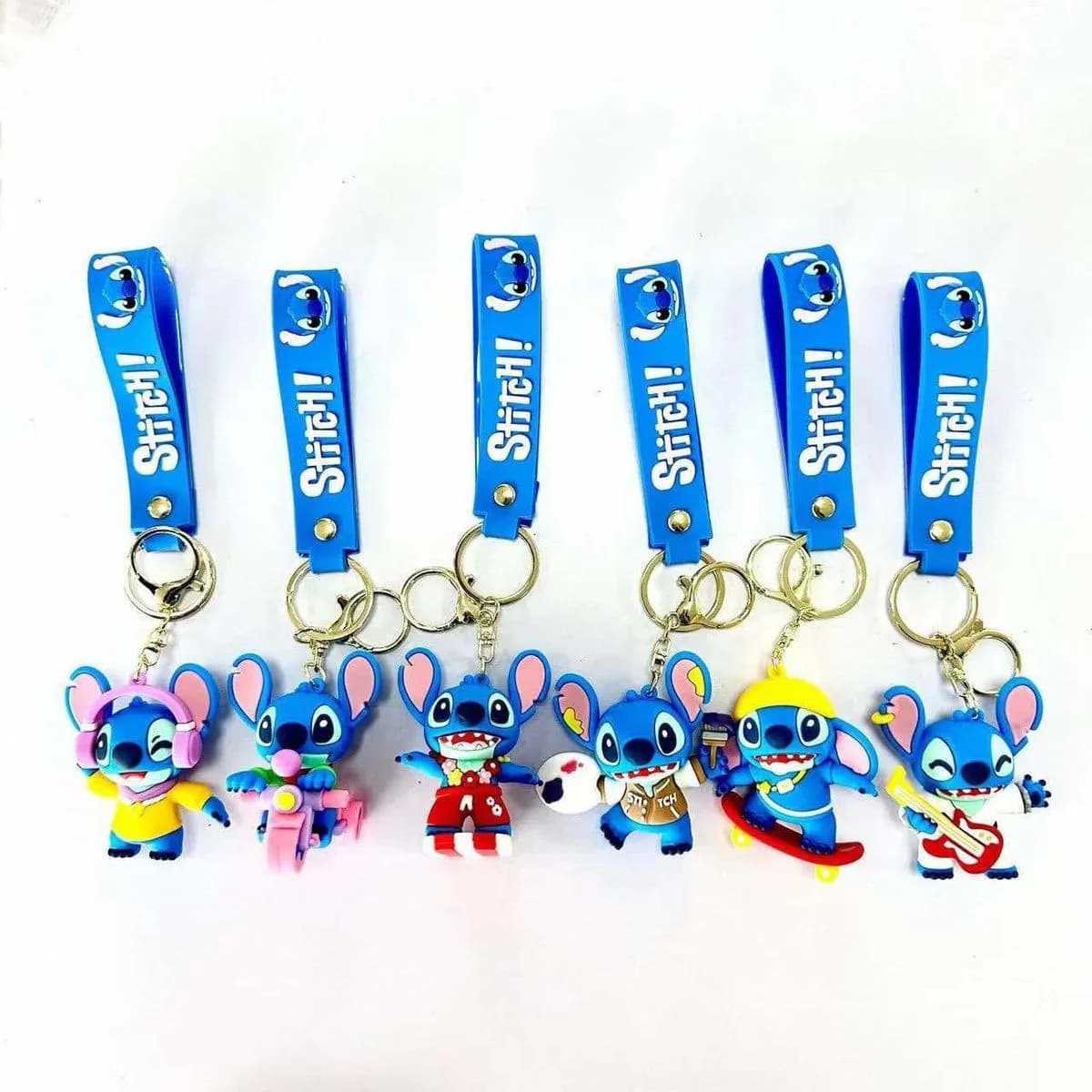 Brelok do Kluczy Stitch Silikonowy z Paskiem Mix Wzorów 24szt